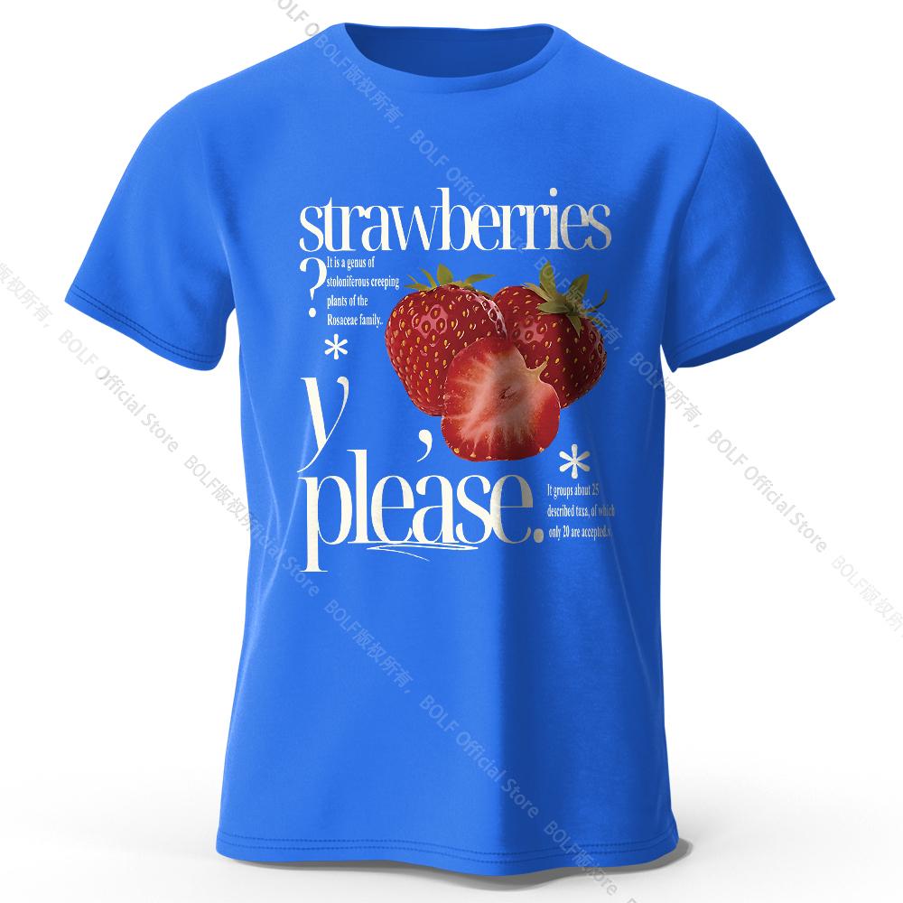 Modernes Erdbeer-Grafik-T-Shirt 100% Baumwolle - Elegantes zeitgenössisches Design Atmungsaktives Alltags-Essential