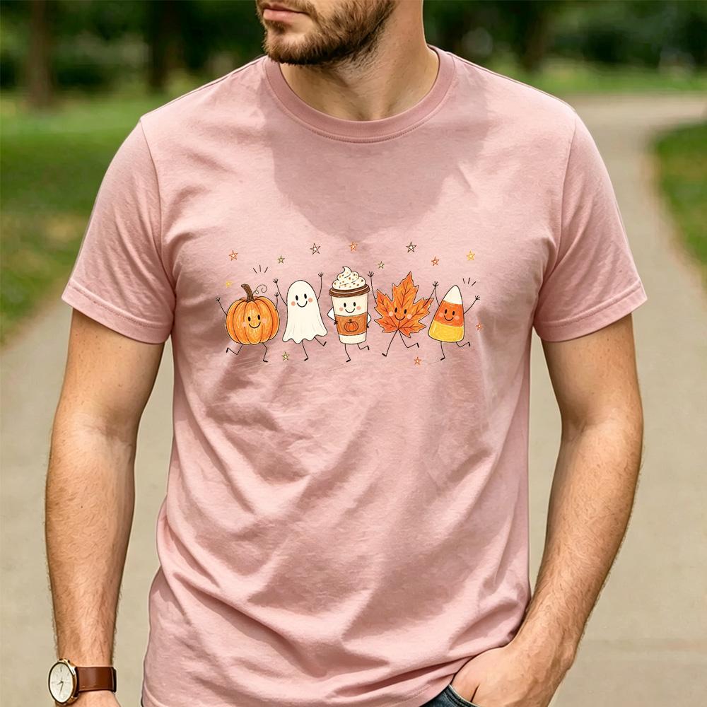 Rhinestone Pumpkin Spice Floral Pumpkin Latte Graphic T Shirt Unisex Cotton Short Sleeve Fall Autumn Coffee Lover Casual Tee