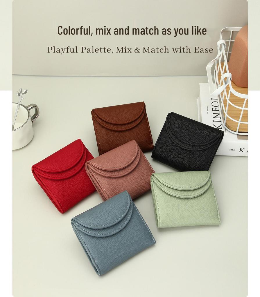 Creamy Leather Women's Wallet with Double Flap, Multi-Card Slots, Hidden Compartment, and Zippered Coin Purse.