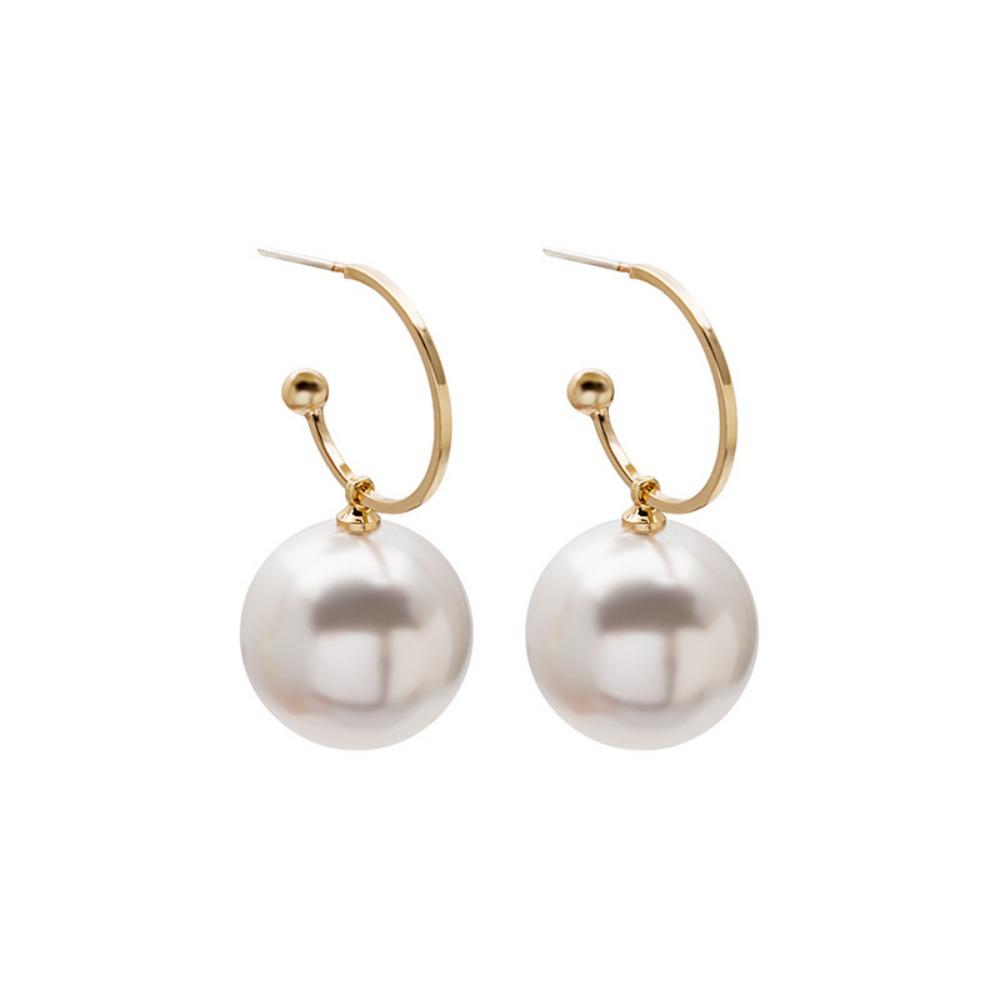 Korean Luxury Big Perfect Imitation Pearl Dangle Earrings for Women Wedding Party Daily Wear Banquet Temperament Jewelry Gifts