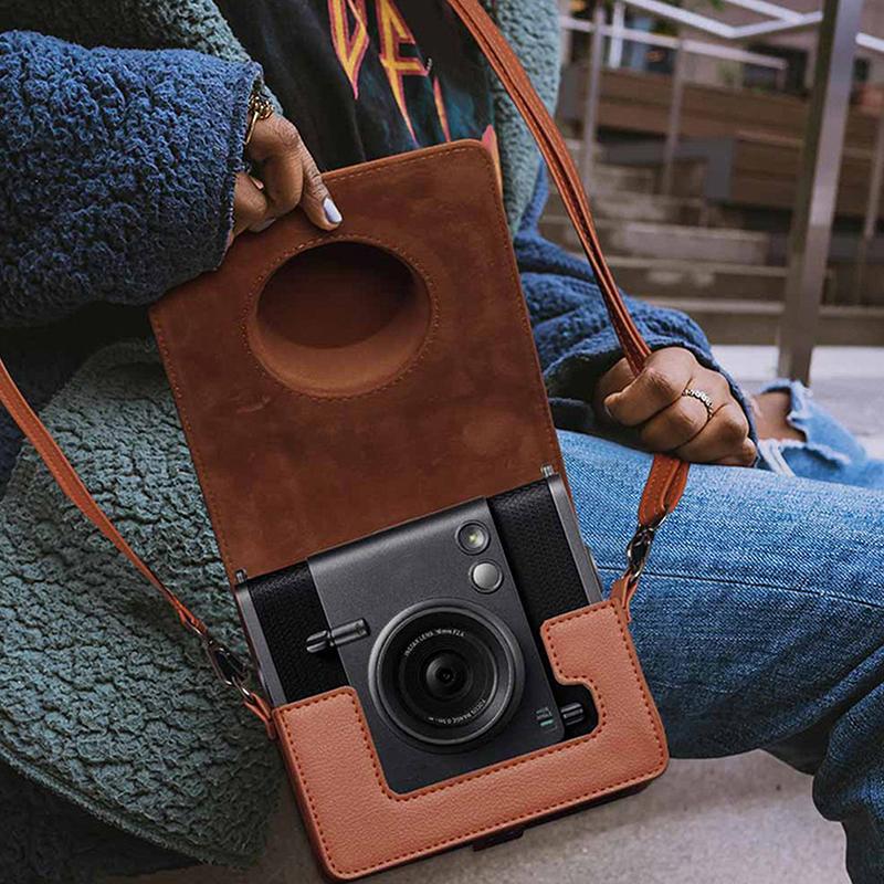 For Instax Wide Evo Camera Retro Camera Bag Protective Case Pu Leather Cover With Shoulder Strap Storage Protective Bag