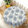 1 Piece Of Vintage Floral-Themed Tablecloth, Featuring A Blue And White Porcelain Style Print With Floral And Bird Patterns, Available In Various Size