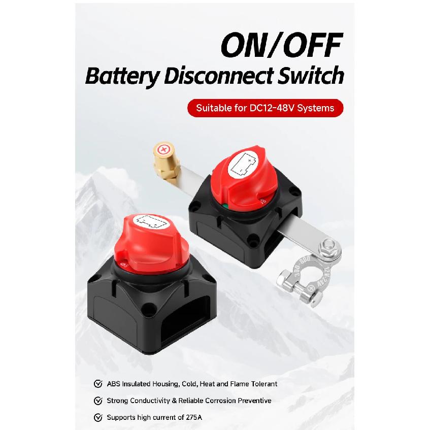 275A On Off Battery Disconnect Switch Master DC 12-48V Waterproof Battery Cut Off Switch for Car Vehicle RV Yacht and Boat