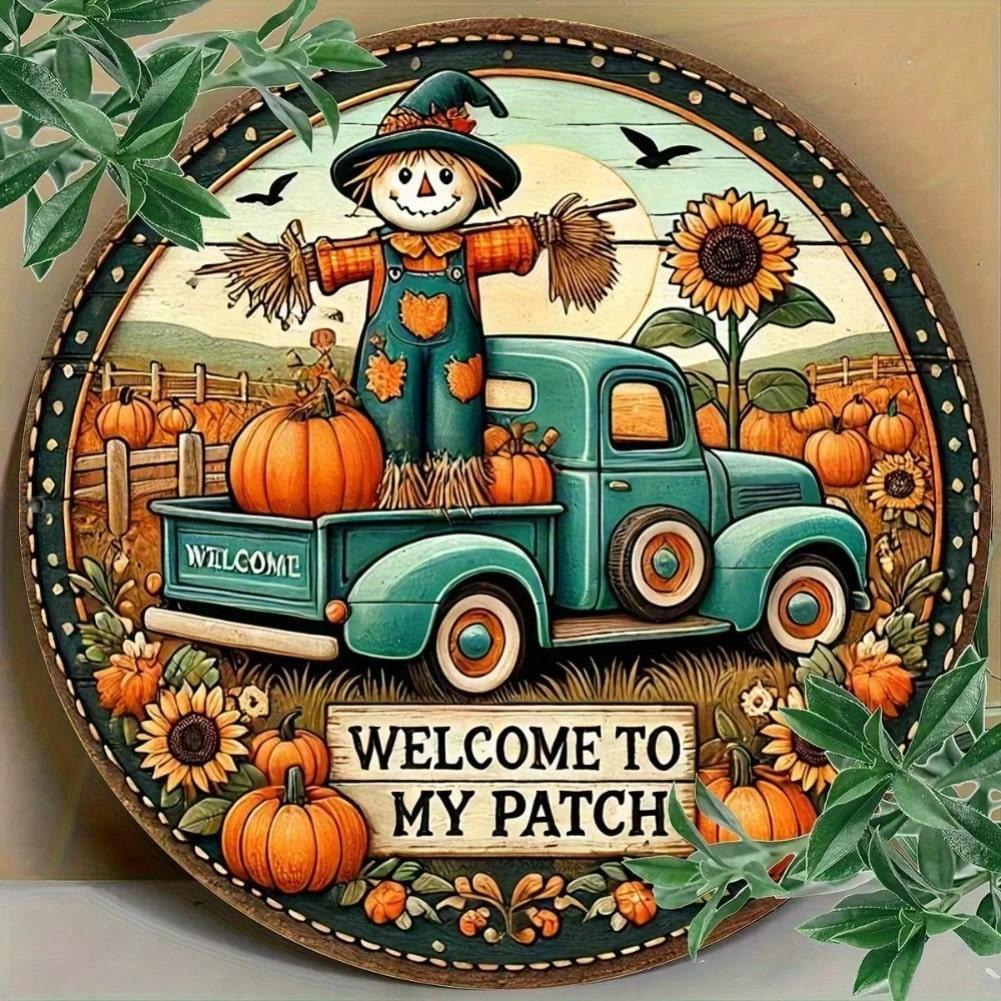 Rustic Pumpkin Sunflower Metal Wall Art Halloween Thanksgiving Decor 20x20