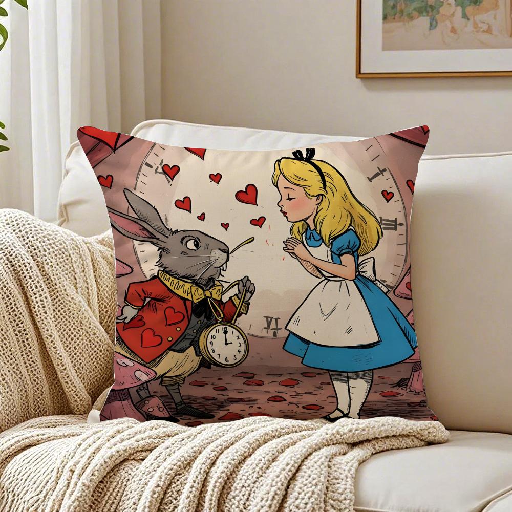 Fairy Tale AAlices Adventures in Wonderland Cushion Cover Pillowcase Antidustmite living Room Sofa Decor Cushion Room