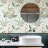Light Green Botanical Birds Wallpaper Peel and Stick Waterproof Fresh Decor for Living Room Chic Leaves Bathroom Wallpaper