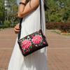 Yunnan Ethnic Embroidered One-Shoulder Crossbody Bag with Three Zippers - Large Size for Ladies