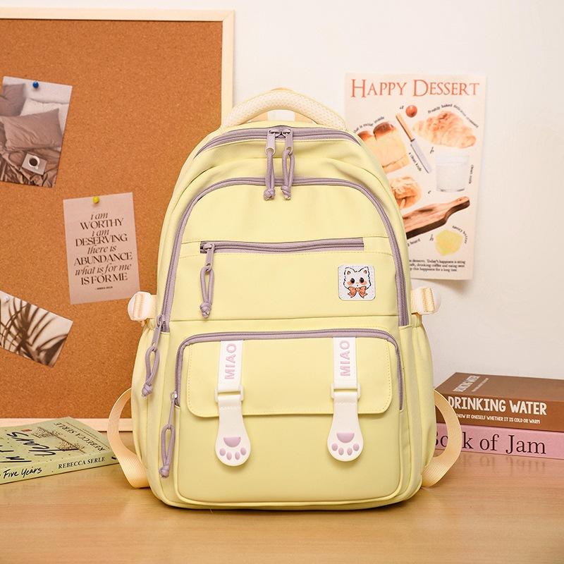 Korean Version Ins College Style High-value Junior High School Student Backpack Female Sweet Candy Color Girl Burden Reduction Student Schoolbag