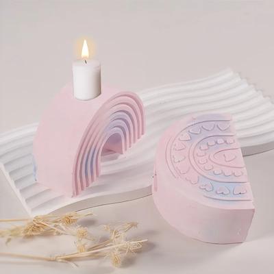 Kerzenhalter Silikonformen Regenbogenbogenförmiger Kerzenständer DIY Beton Gips Regenbogen Kerzenteller Töpferformen Heimdeko