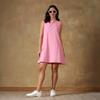 Women’s Pink Cotton Dress Casual Sleeveless Summer Mini Dress for Travel Vacation Daily Wear