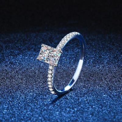1ct Moissanite Ring Voor Vrouwen Smaragd Stralende Snede Diamant Bruiloft 925 Zilver Wit Goud Vergulde Ringen Met