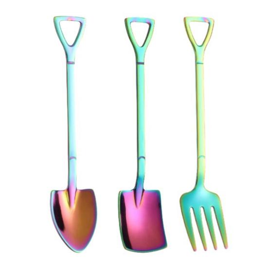 Stainless Steel Shovel Spoon Ice Cream Spoon Mini Dessert Spoons Creative Shapes Coffee Teaspoon Gift for Kitchen Restaurant Party