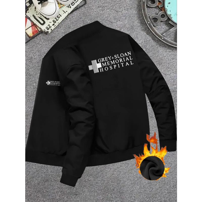 Solid Color Men s Fleece-Lined Baseball Jacket, Windproof Warm & Versatile, Suitable for Daily Streetwear & Layering S