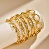 Vnox Stainless Steel 18K Gold Plated Link Geometric Cable Chains, Stacked Bracelet For Women, Waterproof Jewelry Gifts