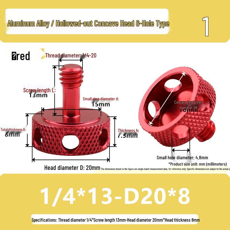 1/4 Aluminum Alloy Hand-Tightened Drone Gimbal Adjustment Screw