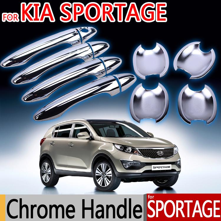 For KIA Sportage Chrome Door Handle Covers Trim of 4 Door 2010 2011 2012 2013 2014 2015 Accessories Stickers Car Styling