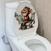 3D Funny Cartoon Monkey Reading Newspaper Toilet Wall Sticker Self-Adhesive Waterproof Removable Bathroom Home Decor Art