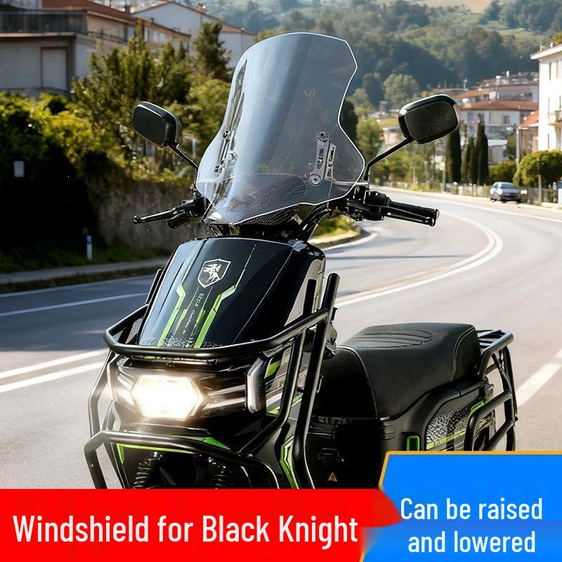 

Black Knight Electric Vehicle Front Windshield Enhancement: Heightened Transparent Wind Deflector 35cm Dark Adjustable
