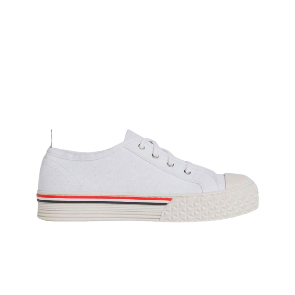 Thom Browne Canvas Tartan Tread Collegiate Low Top Trainer White