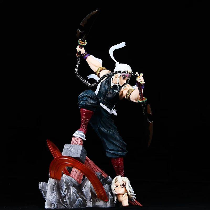 New Demon Slayer Gk Tengen Uzui Dual Head Sculpt Static Statue Pvc Model Toys Desktop Ornament Anime Collection Surprise Gifts