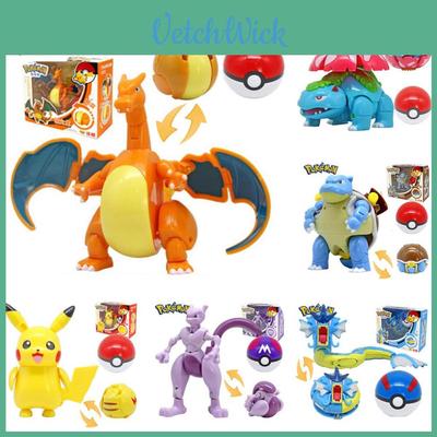 Figuras de Ovos Transformáveis de Pokémon Pikachu Charizard Bulbasaur Brinquedos Colecionáveis