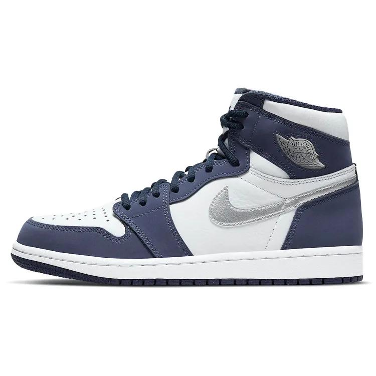 Air Jordan 1 Retro High CO.JP 'Midnight Navy' 2020 (Unisex) White / Midnight Navy / Metallic Silver Vintage Basketball Shoes DC1788 100