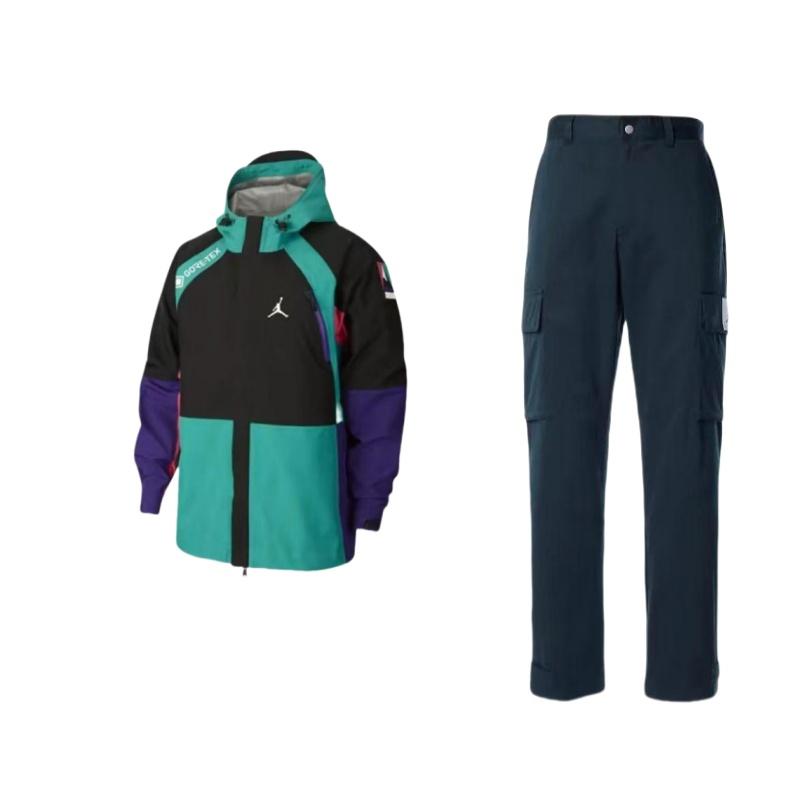 

Jordan Fitted Hooded Zip-Up Long Sleeve Mid-Waist Comfortable Soft Sweatpants Set Men sweatpants set Black DQ7343-010+CT3339-010 XL