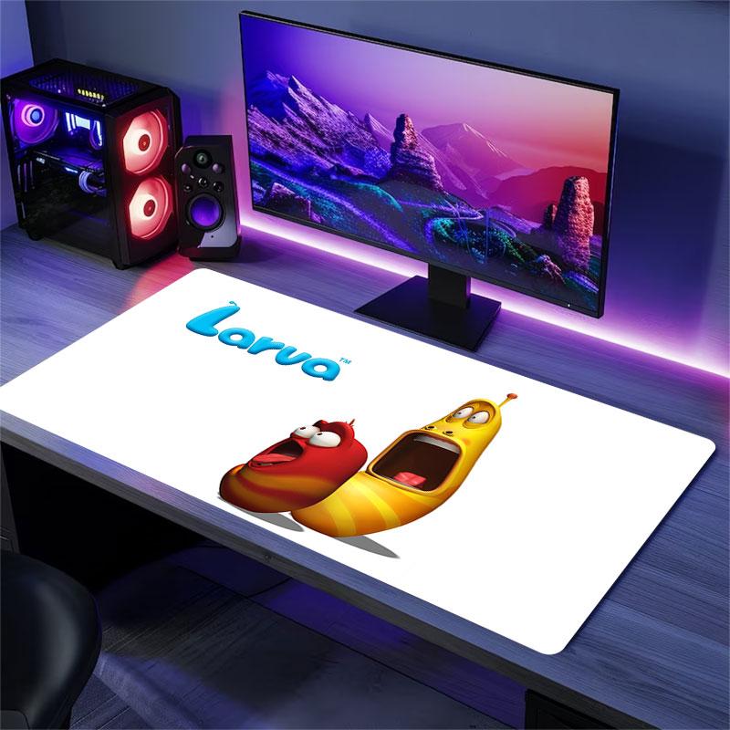 Larva Mouse Pad, Large Gaming Desk Mat, Non-slip XXL Mousepad for Laptop & Tablet, Mini PC Playmat with Stitched Edges