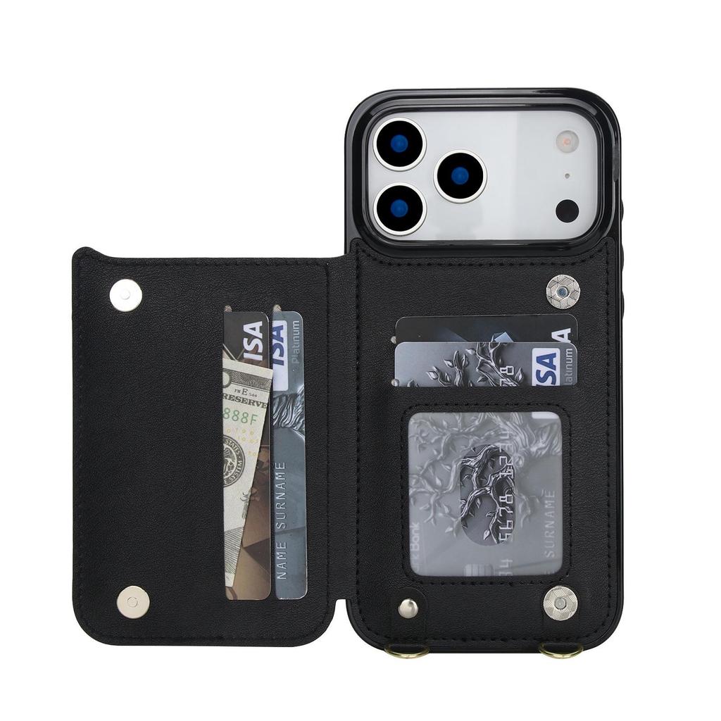 Leather Crossbody Buckle Holder with Card Slot for iPhone 17 Pro Max