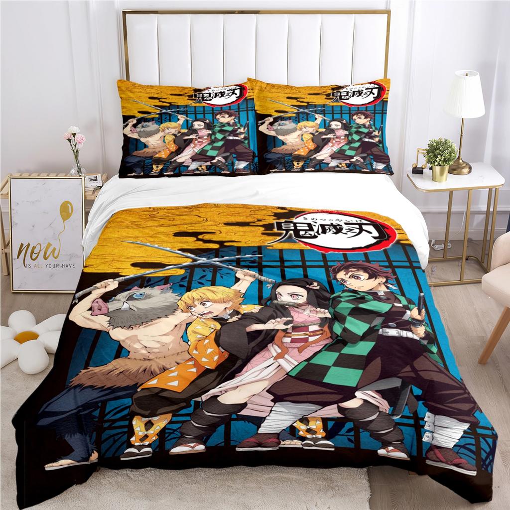 Comforter 3D Printing Demon Slayer Cartoon All Season Comforter Bedding Sets Soft And S Boy Single/Doubl