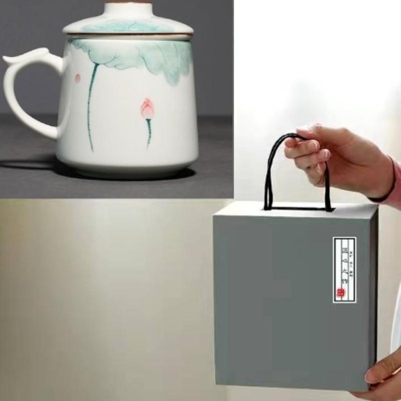 Celadon Hand - Painted Tea - Making Cup Fresh - Style Water Cup Ceramic Cup for Home and Office Use Tea - Filtering Cup