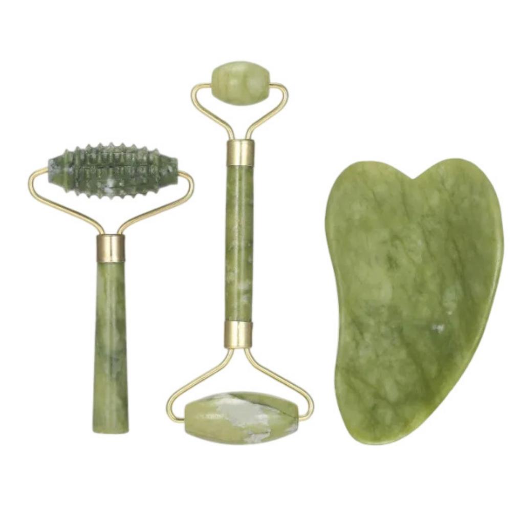 1/2/3 Stück Set Gesichtsmassagegerät Guasha Jade Roller Schaber Gesichts-Hautpflege-Werkzeuge