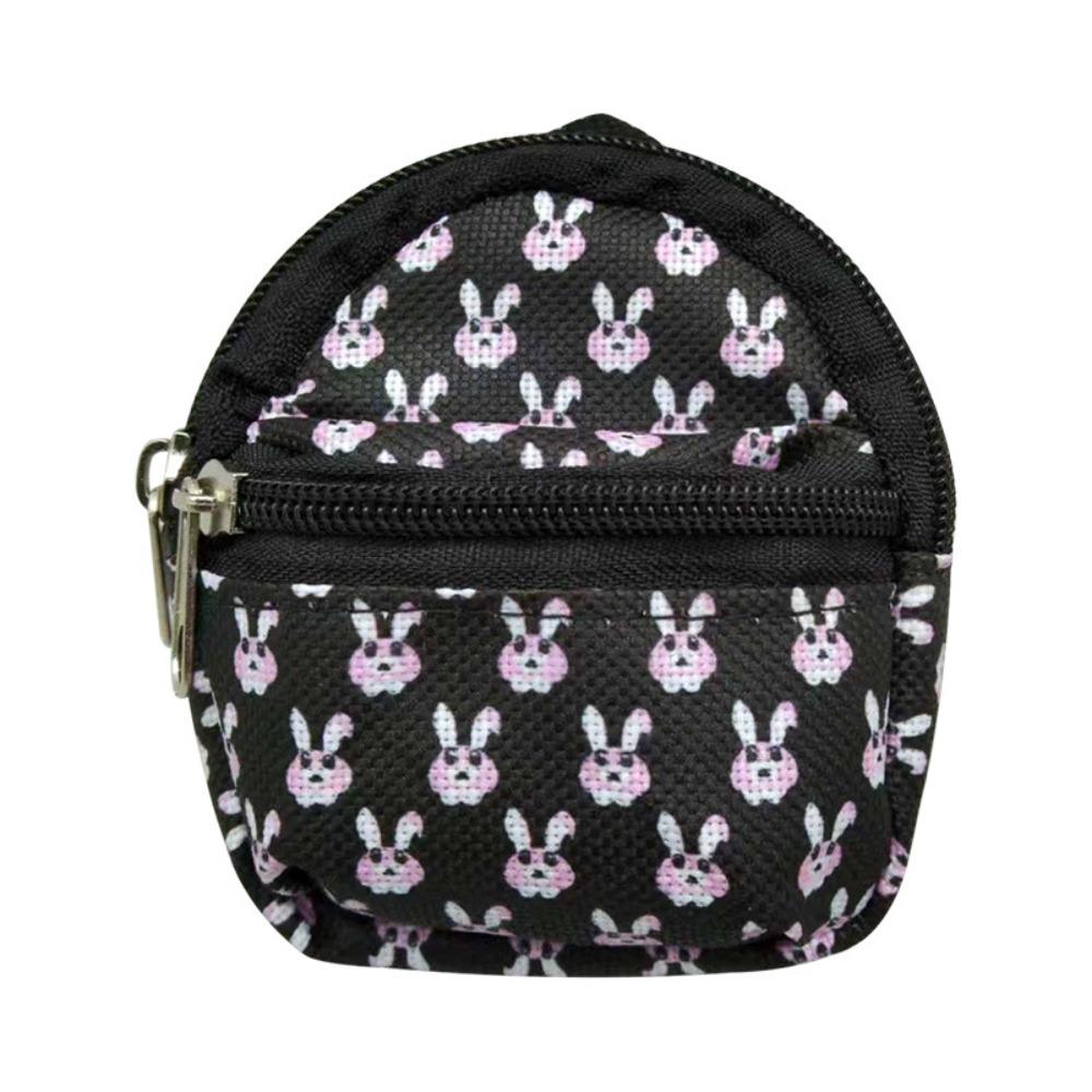 

Cute Flower Design BJD Doll Backpack Cotton Material Small Backpack Canvas Backpack 1/6 BJD Dolls Black Rabbit