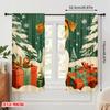 2pcs,2D plane printing Window Curtain Cute Dog Christmas Gifts Polyester Woven (without rod) Holiday for Bedroom, Living Room,