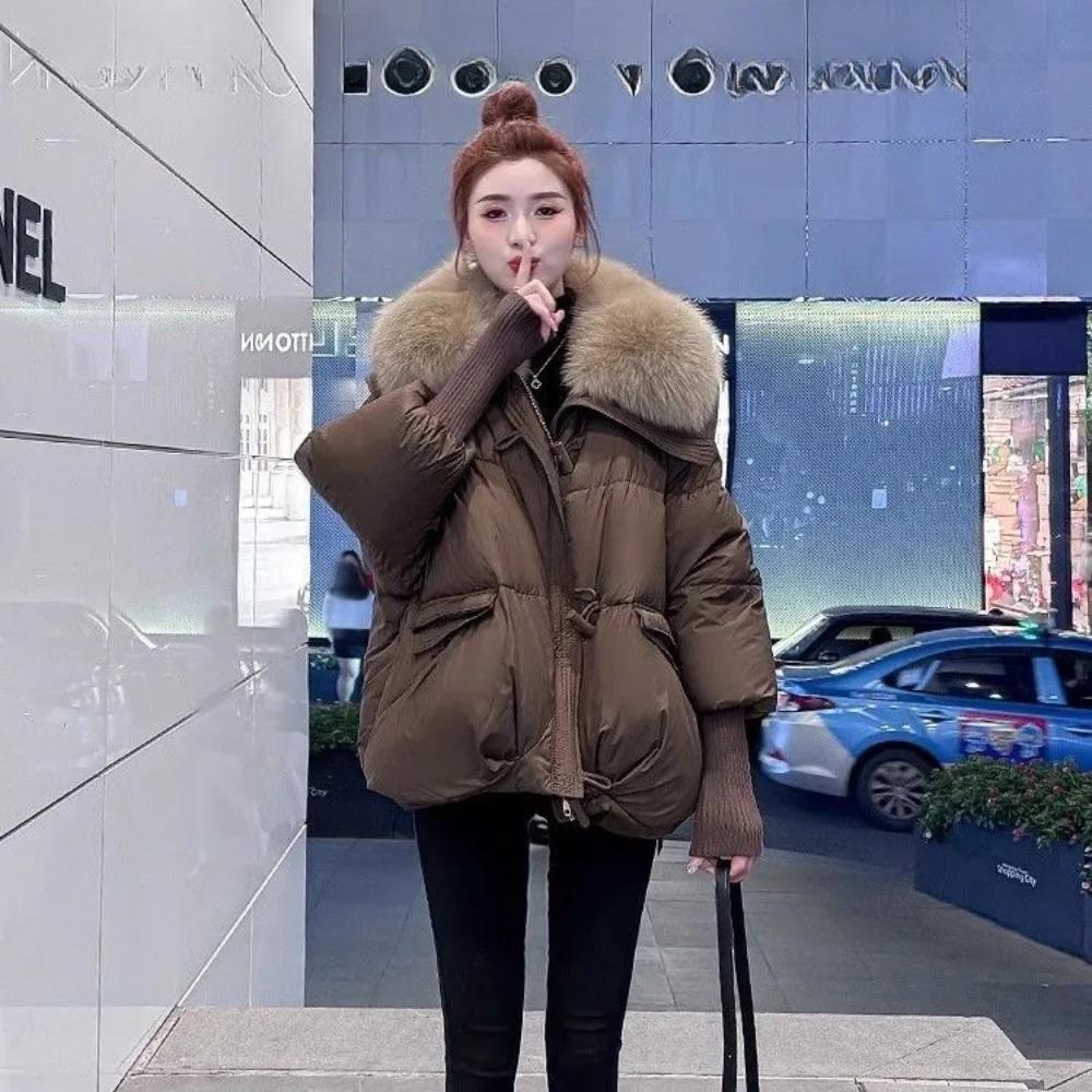 Women's Down Padded Jacket Winter Fashion Thickened Korean Version of The Short Loose Fur Collar Padded Jacket Padded Jacket