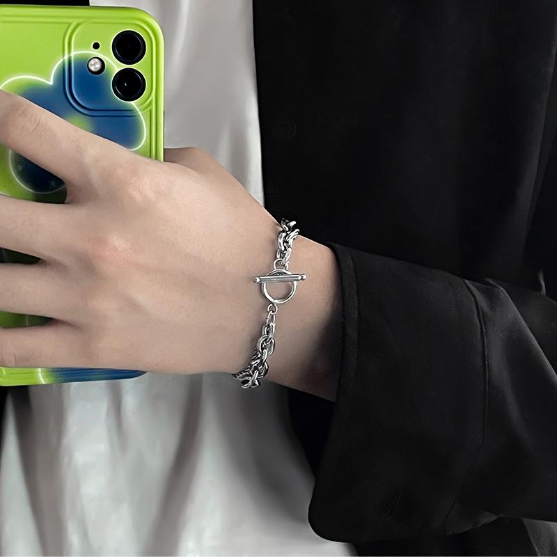 Hand bracelet - A niche design in a minimalist style, suitable for masculine decoration. Simple titanium and steel men's jewelry.