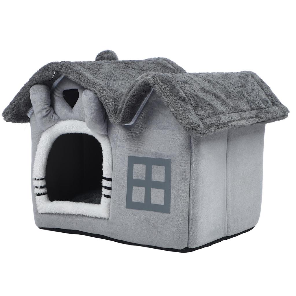 Double Roof Indoor Dog House Removable Cushion Washable Cover Cave Dog House for Small Dogs