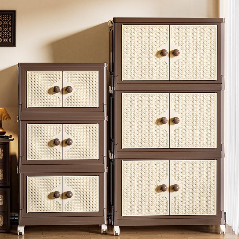 Vintage-Style Double Door Folding Storage Cabinet for Clothes