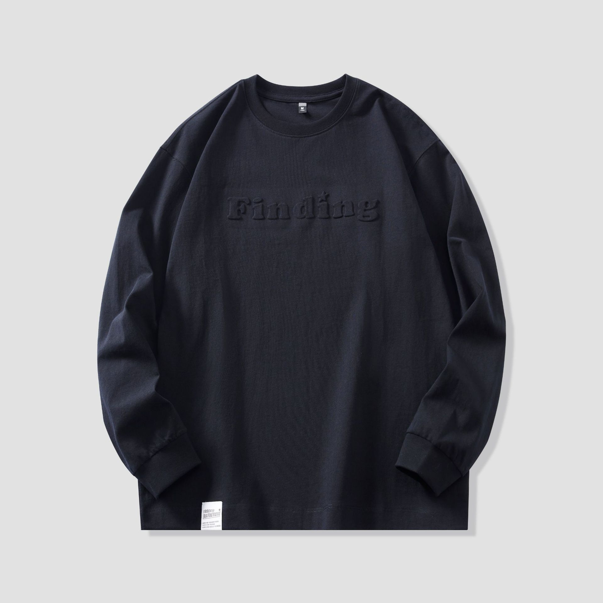 

Футболка мужская из американского плотного хлопка с длинными рукавами, осенняя, белая, с круглым вырезом, со стальным тиснением, свободная, большого размера, свитер, нижняя рубашка 4XL чёрный