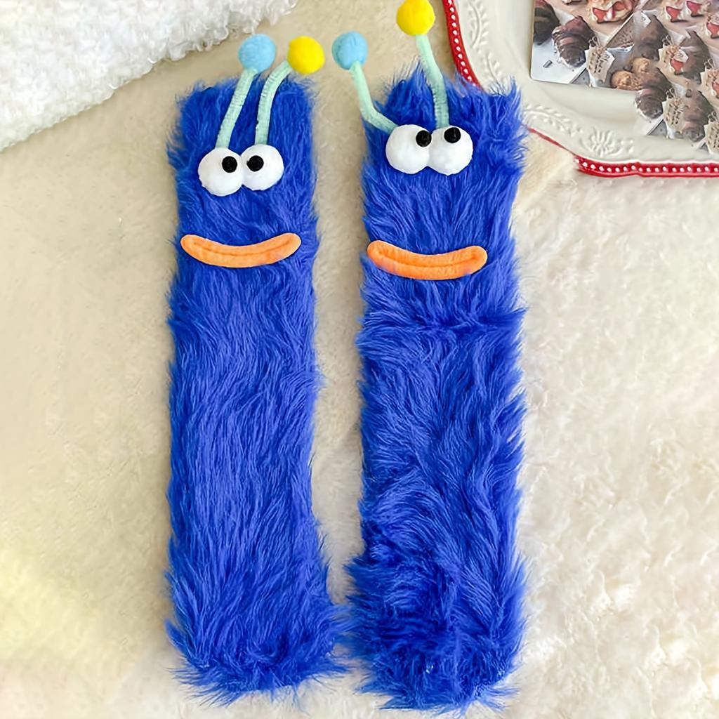 Cute Plush Socks - Soft Warm Winter Socks with Cartoon Design, Hand Washable, Multi-Color, Cozy Indoor & Outdoor Footwear