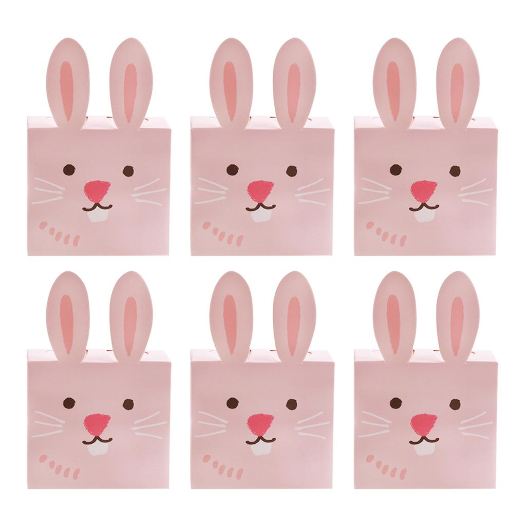 Cute Rabbit Candy Box Easter Party Pink Bunny Gift Box Chocolate Cookie Packaging Box Spring Easter Treat Bag Kids Birthday Gift