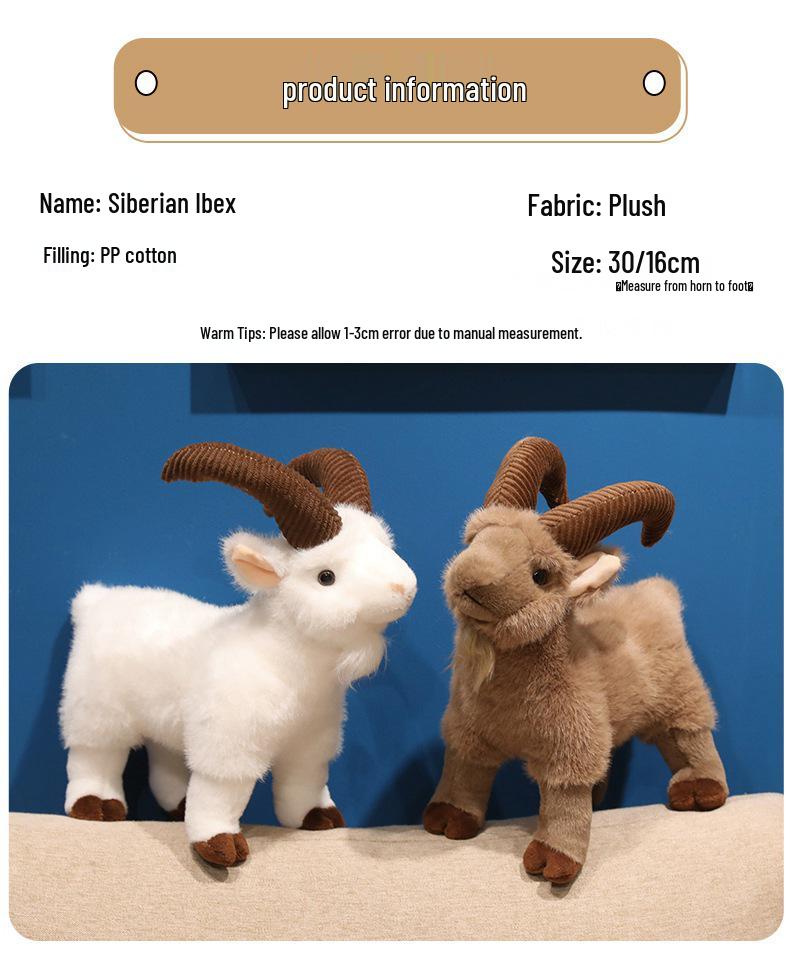 Big Horned Goat Plush Toy Doll - Decorative Ornament