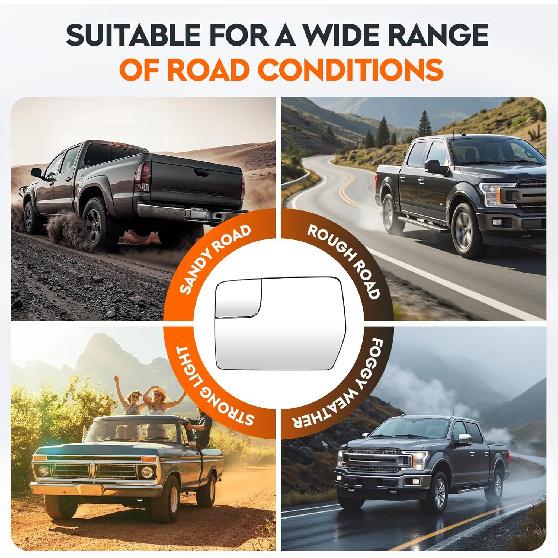 Youxmoto Driver Left Side Heated Mirrors Glass Replacement, Fit For Ford F150 2011 2012 2013 2014 Side View Mirror Glass With Rear Holder, Fit For