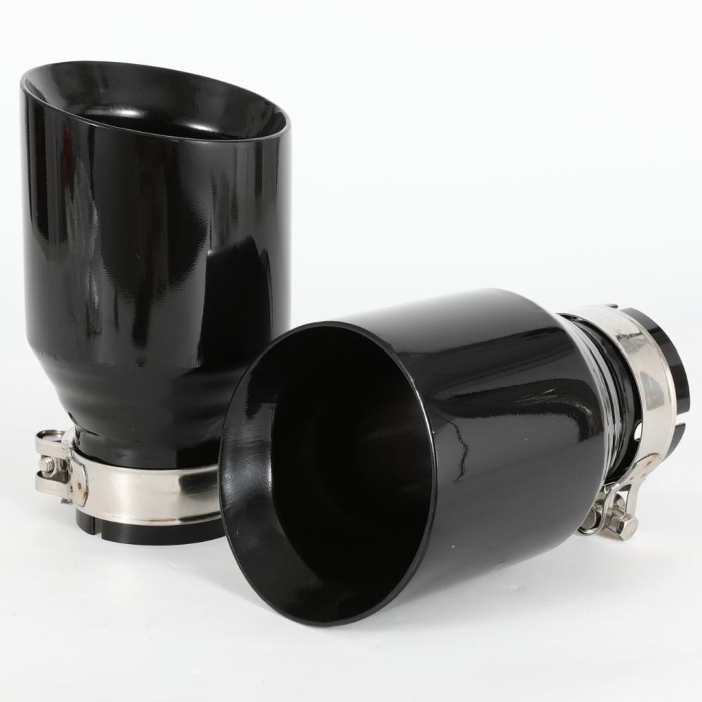 1 PC Car Modified Stainless Steel Glossy Black Exhaust Pipe Universal Bevel Edeg Shiny Muffler Tip For BMW Series Mazda VW Benz
