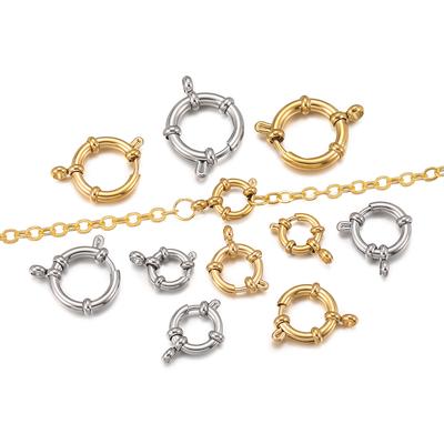 2Pcs/Lot Stainless Steel Spring Clasps 10-18mm Round Clasp Bracelet Connectors for DIY Necklace Jewelry Making Accessories