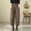 Winter Effen Kleur Ruitvormige Neergedrukte Broek Dames Winddicht en Warm Witte Eendendons Casual Broek