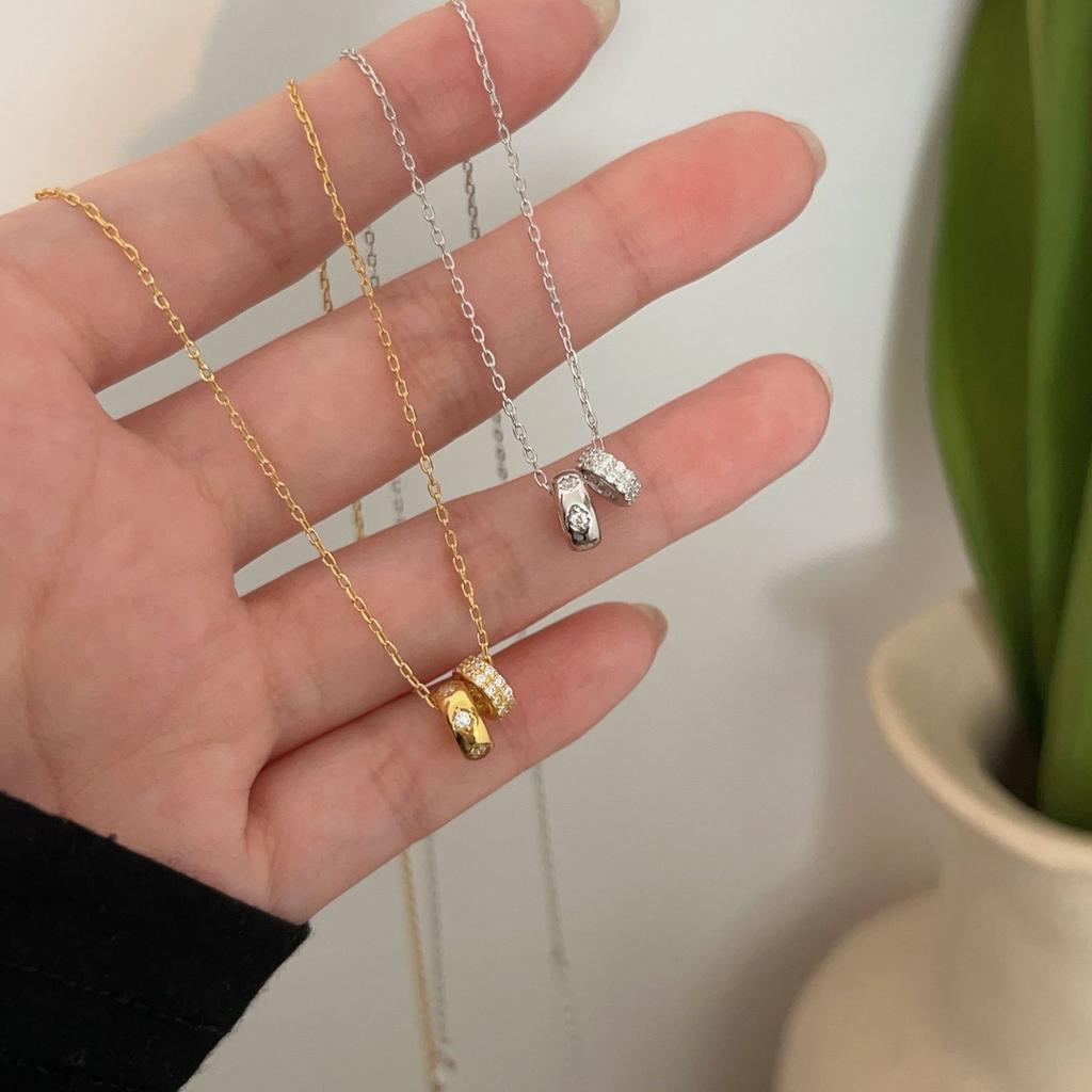 New Trendy Small Waist Necklace for Women, Light Luxury, Niche, High-end, Exquisite Double Ring Collarbone Chain, Neck Chain, Sweater Chain