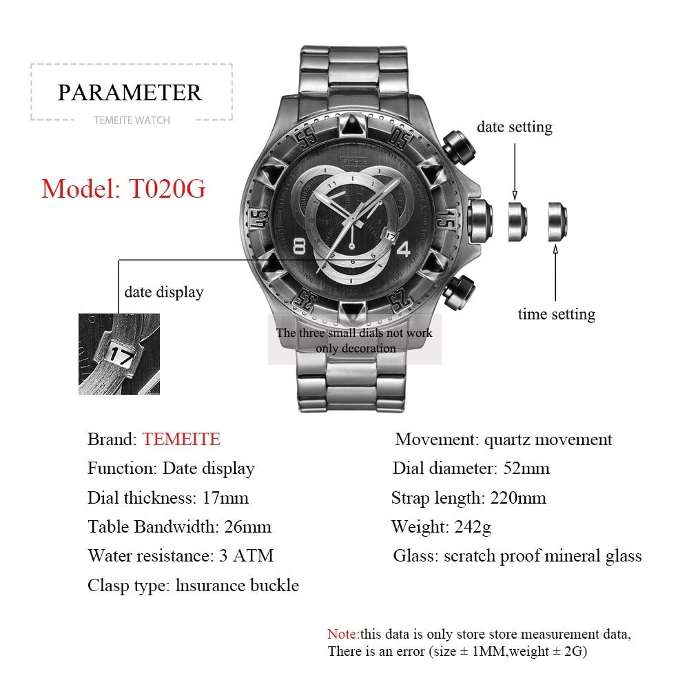 Hot TEMEITE Vintage Fashion Watch Uomo Orologio al quarzo Rame Cinturino in  acciaio inossidabile Data display Top Brand Luxury Big Case Orologi da polso  acquista in modo economico — spedizione gratuita, recensioni