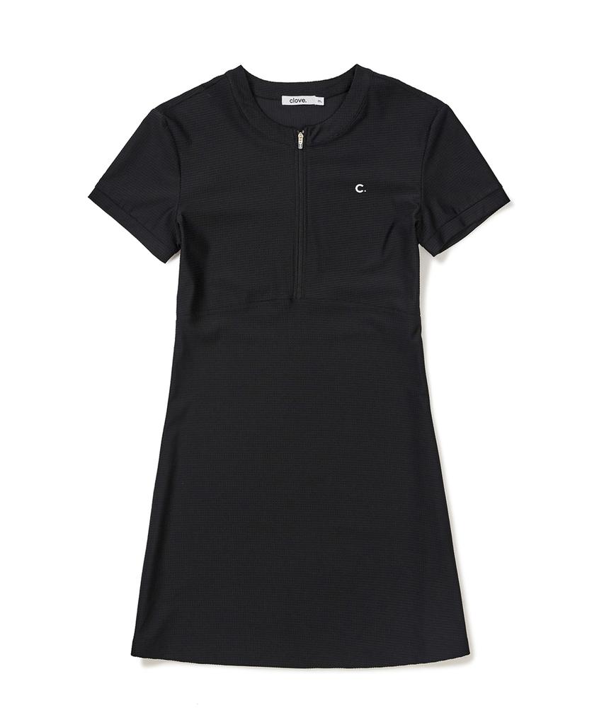 CLOVE [24Ss Clove] Half Zip-Up Dress (Black)