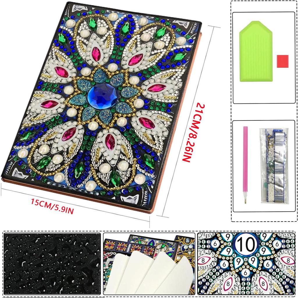 Handmade DIY Xian Porcelain Diamond Painting Notebook: Creative Educational Toy & Gift for Elementary Students, Teachers, and Kids with Stickers
